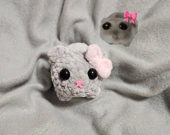 Sad hamster meme crocheted soft toy decoration