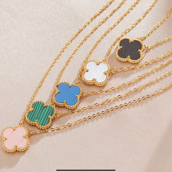 Double-sided clover necklace / necklace gold made of stainless steel, waterproof