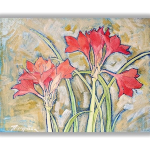 Original Hippeastrum Watercolor Painting: Botanical Floral Wall Art