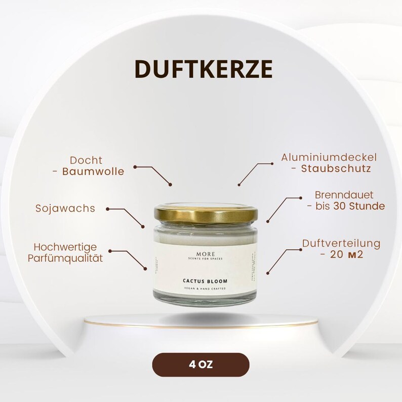 Duftkerze aus Sojawachs mit Orangenblütenduft | Glas mit Deckel | Blumig-frischer Duft | Handgegossen | Geschenkidee für Sie image 4
