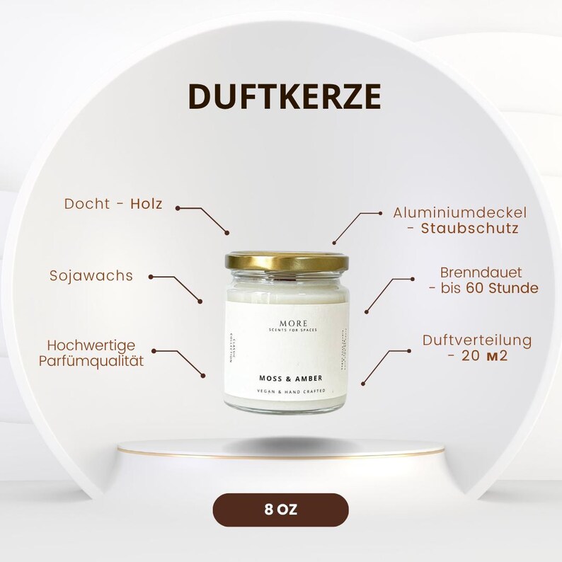 Duftkerze aus Sojawachs mit Orangenblütenduft | Glas mit Deckel | Blumig-frischer Duft | Handgegossen | Geschenkidee für Sie image 3