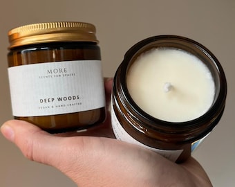 TIEFER WALD Duftkerze aus Sojawachs | Holziger Waldduft avec Zypresse, Zeder & Tanne | Holzdocht Kerze | Handgegossen | Duftkerze végétalien