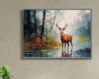 Reh Bild, Reh Kunst, Wildtiere Kunstwerk, Reh Druck, Reh Aquarell Malerei, Waldtiere, digitaler Download