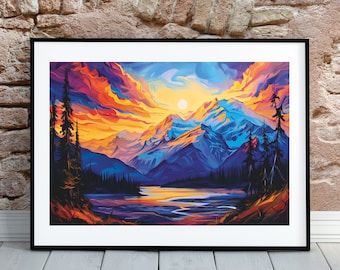mountain, wall art, home decor, landscape, mountain wall art, abstract landscape, landscape painting, mountain art