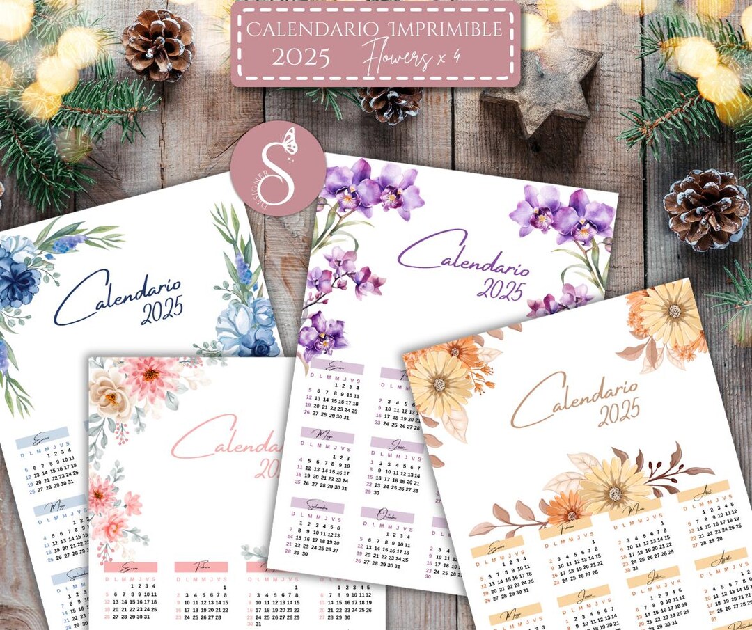 Printable ALMANAC Calendar 2025, FLOWERS CALENDAR, Digital Calendar ...