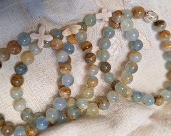 Handmade blue calcite bracelet with natural stones