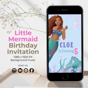 La Petite Sirène Invitation, La Petite Sirène Ariel Anniversaire Invitation numérique, La Petite Sirène Party Invitation