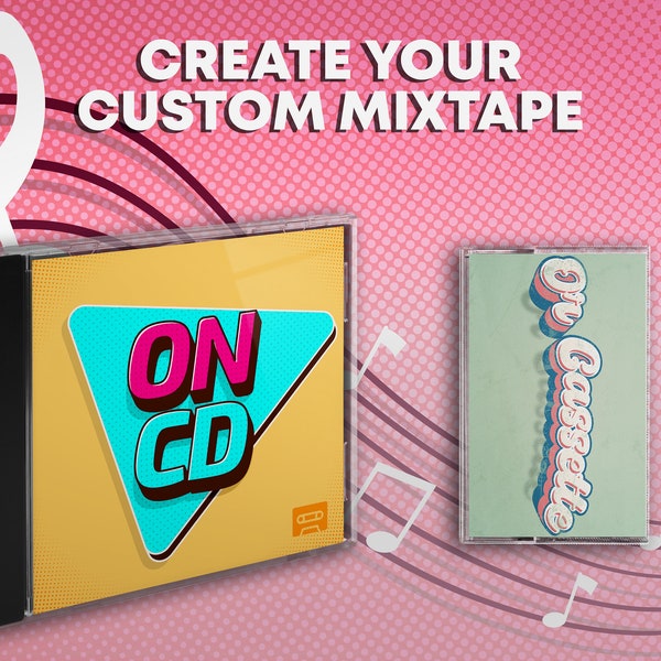 Custom Cassette and CD Audio Mixtapes // Use our template or supply your own artwork // Simple listing