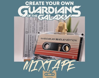 Guardians of the Galaxy Custom Mixtape / Personalise your movie inspired cassette with picture and playlist / J-card & label with your name!