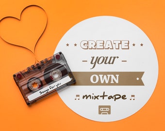 Custom Mixtape on Cassette // 100% customisable from the cassette to the printed artwork // Make your perfect mixtape!