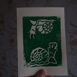Carte Lino faite main imprimée escargots
