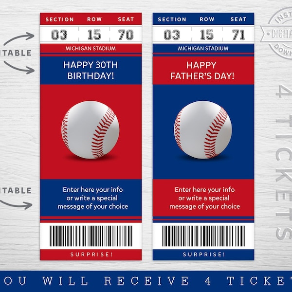 Digital Texas Colors Surprise Ticket Gift, Texas Game Ticket, Baseball Game Surprise Gift Ticket Editable sport ticket, Sport game ticket