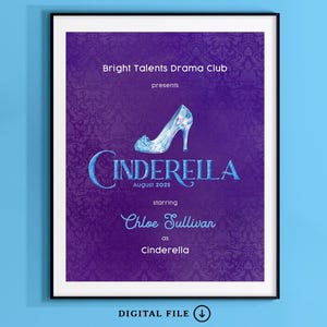 Cinderella The Musical Poster, Broadway Musical Tribute Art, Custom Theatre Poster, Playbill poster, High School Musical Poster, Actor Gift