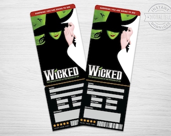 Afdrukbaar ticket voor Wicked Broadway Surpriseticket musicaltheater︱Onthulling cadeau-evenement