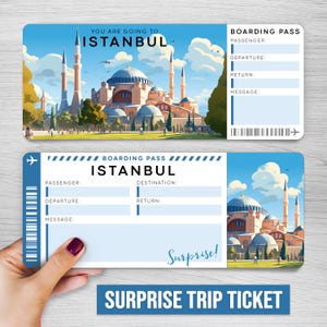 Digitale ISTANBUL Überraschungskarte, TÜRKEI druckbare Bordkarte, druckbare Urlaubskarte, Urlaubsgeschenkgutschein, bearbeitbares Geschenk