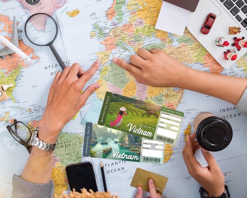 Digital VIETNAM Surprise Trip Gift Ticket, Vietnam Printable Boarding