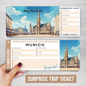 Digitales MÜNCHEN Überraschungsticket, München druckbare Bordkarte, druckbare Urlaubskarte, Urlaubsgeschenkgutschein, Reise nach Deutschland Geschenk