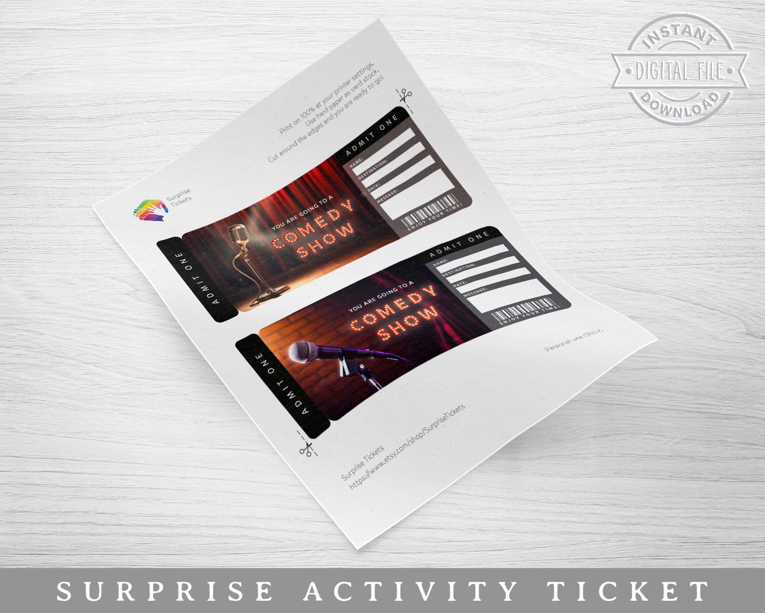 Printable COMEDY SHOW Surprise Ticket︱stand up Comedy Event Invitation ...