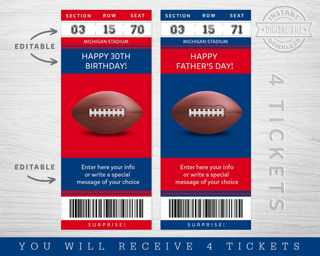 Digital New York Colors Surprise Ticket Gift, NY NFL Game Ticket