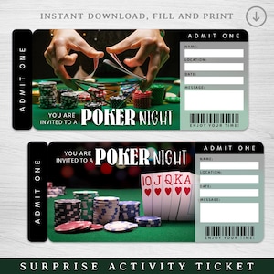 Cyfrowe zaproszenie na prezent POKER NIGHT, niespodzianka w pokera, zaproszenie na urodziny w blackjacka, niespodzianka w pokera, zaproszenie na imprezę kasynową