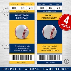 Billet numérique surprise aux couleurs de Milwaukee, billet pour un match de baseball de Milwaukee, billet cadeau surprise pour un match de baseball, billet de jeu modifiable