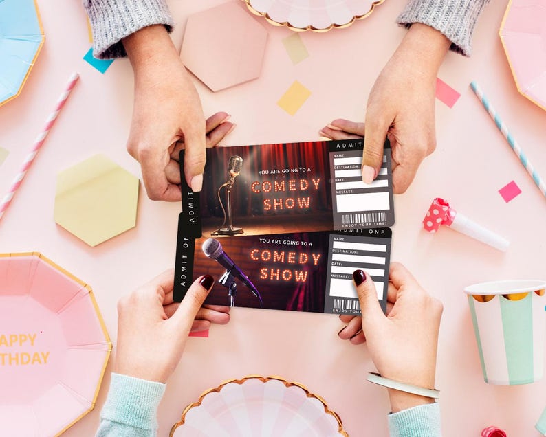 Printable COMEDY SHOW Surprise Ticket︱stand up Comedy Event Invitation ...