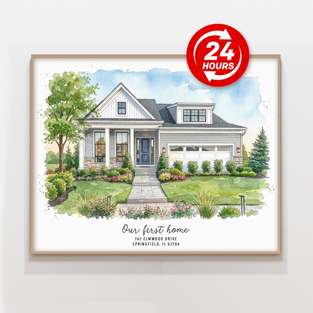 Custom Home Portrait From Photo, Custom Home Drawing, Housewarming Gift ...