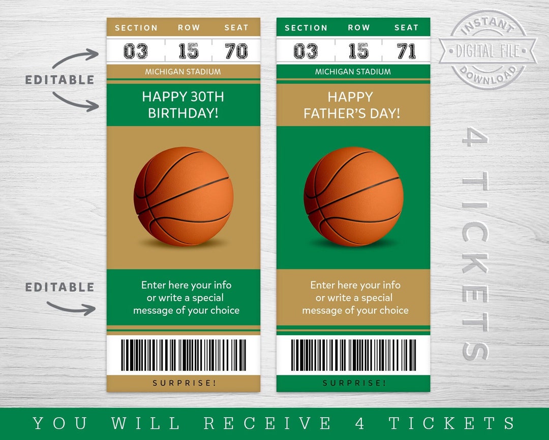 Digital Boston Colors Surprise Ticket Gift, Boston Basketball Ticket