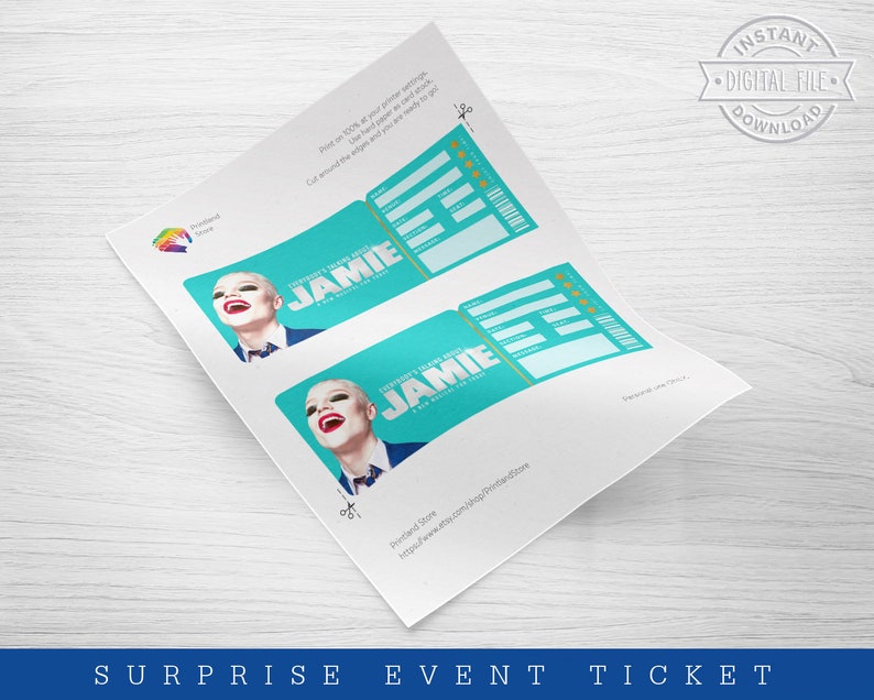 Printable Jamie Broadway Surprise Ticket︱musical Theatre Ticket︱event ...