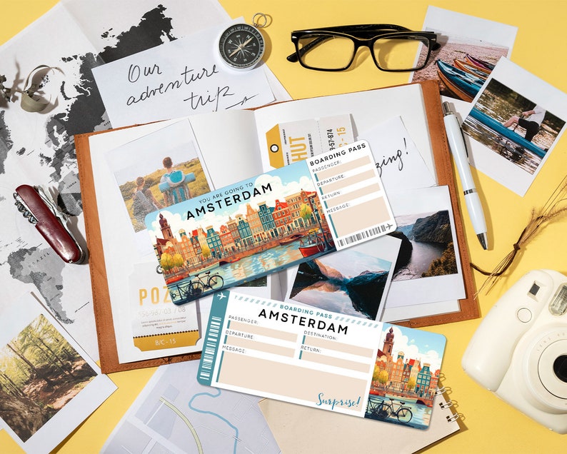 Billete sorpresa de viaje digital a ÁMSTERDAM ︱Tarjeta de embarque para Países Bajos ︱Revelación de escapada de vacaciones ︱Vale regalo para Europa imagen 8