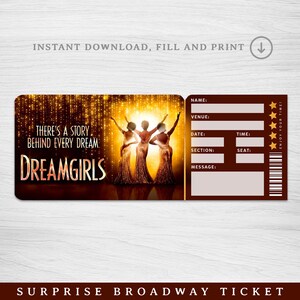 Printable Dreamgirls Broadway Surprise Ticket, Dreamgirls the Musical Collectible Theater Ticket, Editable Theatre Faux Event Admission