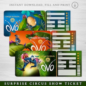 Printable OVO Show Ticket, Cirque du Soleil Surprise Ticket, Surprise Reveal Ticket, Personalized Gift Reveal, OVO Souvenir Show Keepsake