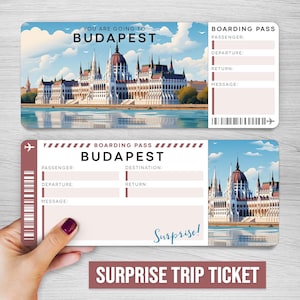 Digitales BUDAPEST Überraschungsticket, Ungarn Bordkarte, Fake Flugticket, Urlaubsticket, Überraschungsreise enthüllen