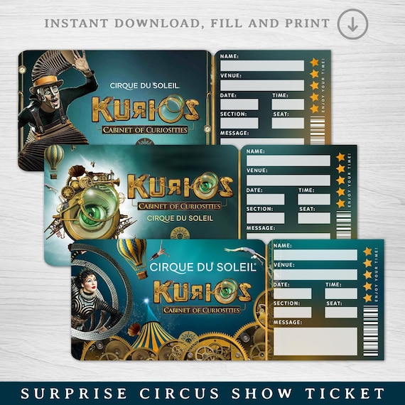 Printable Cirque Du Soleil KURIOS Show Ticket︱surprise Gift