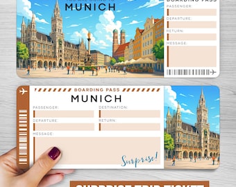 Digital MUNICH Trip Surprise Gift Ticket︱Germany Boarding Pass︱Printable gift voucher︱Surprise Vacation reveal