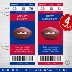 Digitales Buffalo Colors Sport Surprise Ticket Geschenk, Fußballspiel Überraschungsgeschenk Ticket, Sport Faux Ticket, bearbeitbares Fußballspiel Ticket