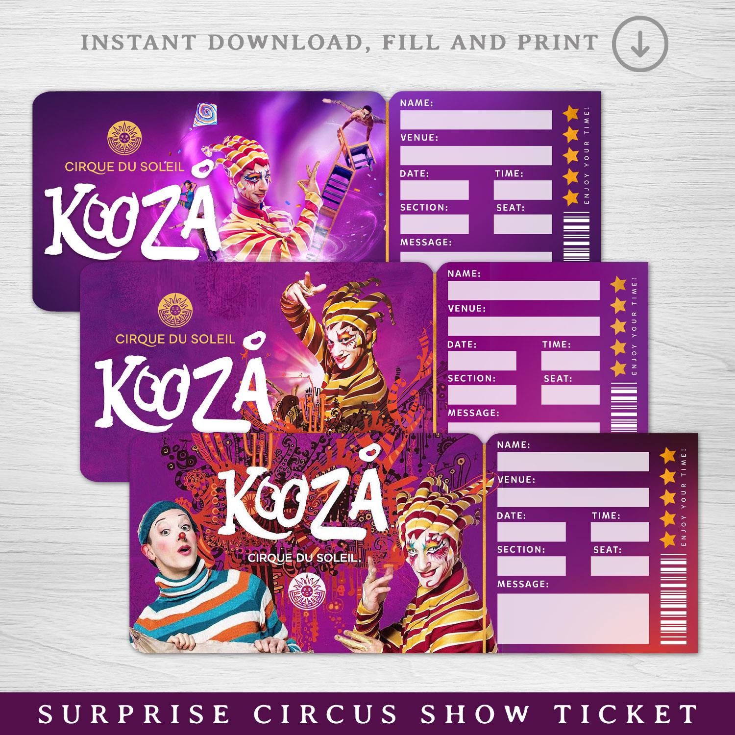 シルク・ドゥ・ソレイユ KOOZA ショーチケット（印刷可能