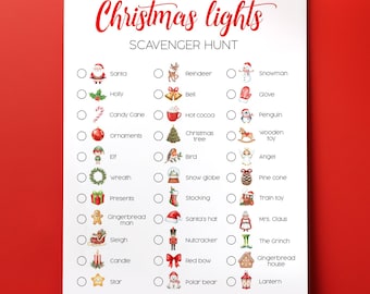 Christmas Lights Scavenger Hunt | Holiday Scavenger Hunt | Xmas Activity | Christmas Party for Kids | Holiday Lights Game