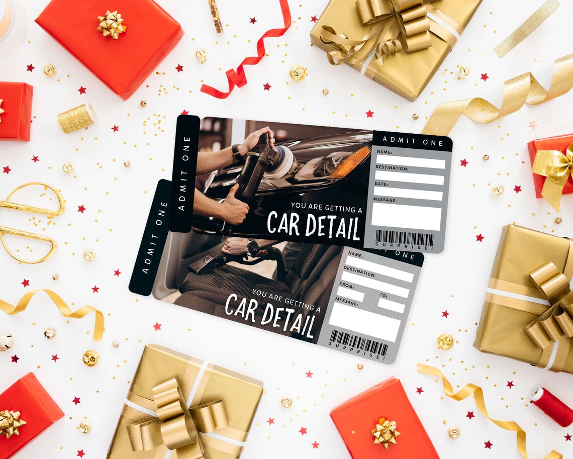 Car Detailing Gift Certificate, Car Detail Surprise Gift Voucher, Car