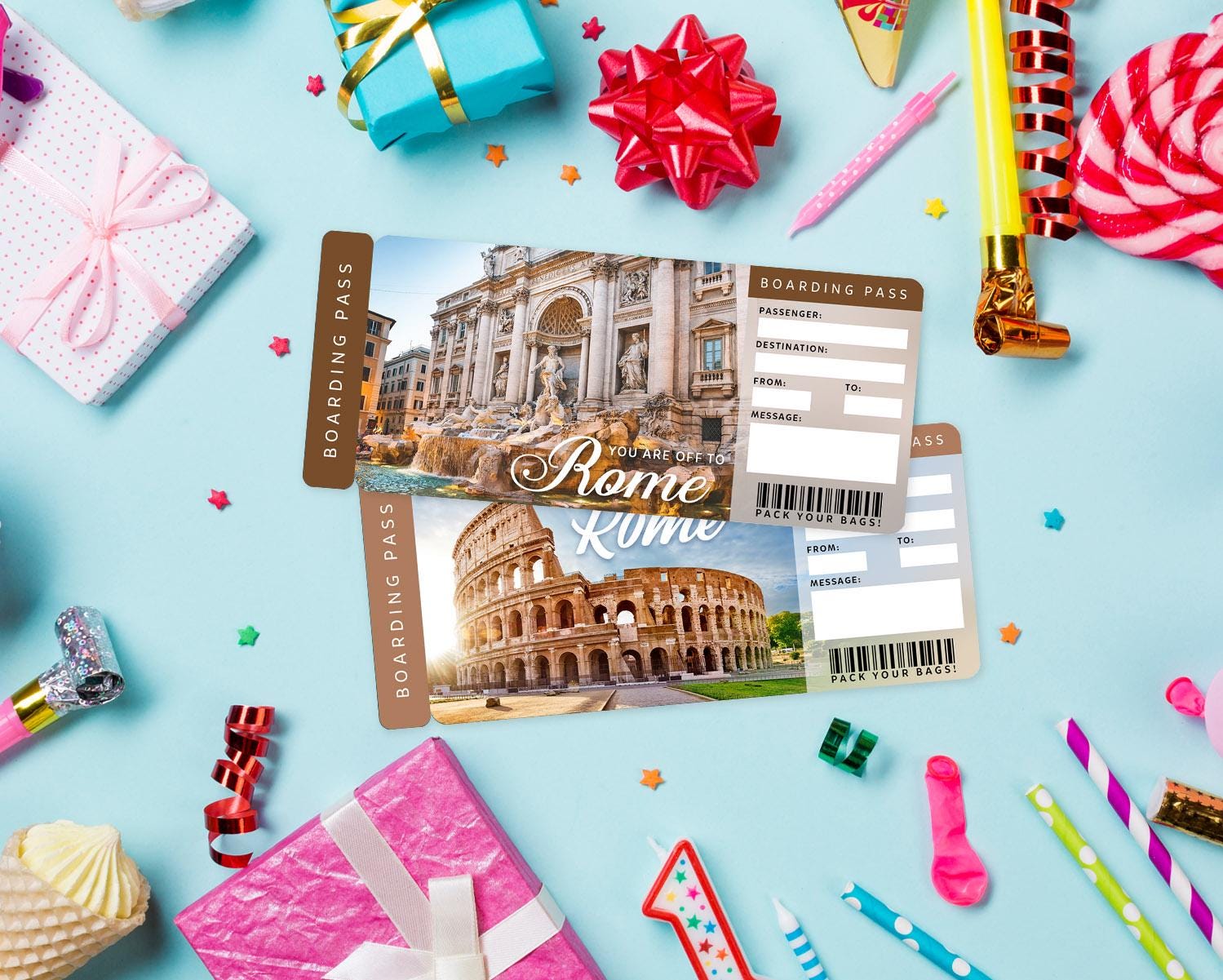 Digital ROME Trip Surprise Gift Ticket︱italy Boarding Pass︱europe ...