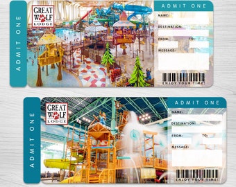 Printable GREAT WOLF LODGE Ticket, Surprise Gift, Ticket Reveal ...