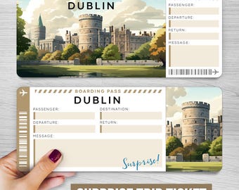 Billete de viaje sorpresa digital a DUBLÍN | Tarjeta de embarque imprimible para IRLANDA | Billete de vacaciones imprimible | Vale de regalo para vacaciones en Europa