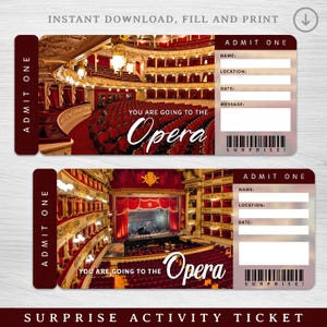 Digitale Opernüberraschungsreise-Geschenkkarte, Opernüberraschungsenthüllung, druckbarer Opernaufführungskarten-Coupon, benutzerdefinierte Opernnacht-Überraschungsgeschenkkarte