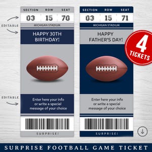 Digital Dallas Colors Sport Surprise Ticket Geschenk, Fußballspiel Überraschungsgeschenk Ticket, Spielticket, druckbare Dallas Spielkarte