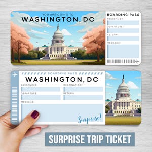 Digitale WASHINGTON DC Überraschungsreise Geschenkkarte, druckbare Bordkarte, WASHINGTON druckbare Urlaubskarte, Reisekarte, Urlaubsticket