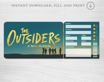 Printable The Outsiders Broadway Surprise Ticket︱Musical Theatre ticket︱Event Gift reveal