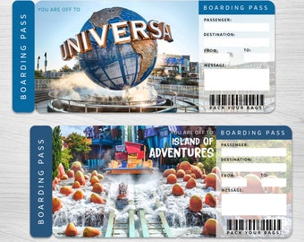 Printable UNIVERSAL STUDIOS Surprise Trip ticket, Universal Gift Ticket, Printable Boarding Pass, Editable Vacation Ticket, Admission Ticket