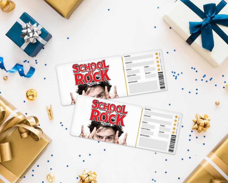 Printable School of Rock Broadway Surprise Ticket, Musical Collectible