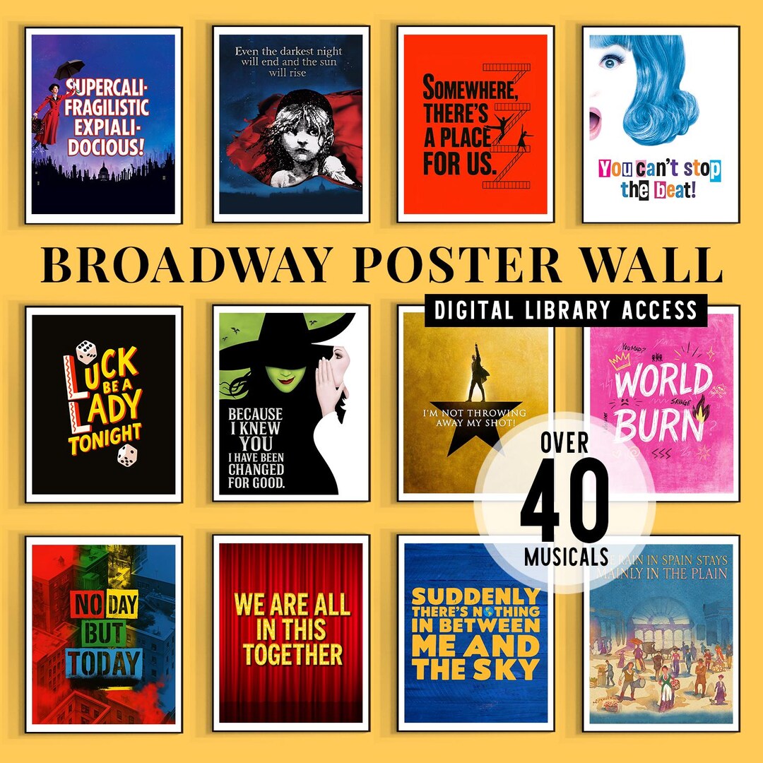 Musical Theater Gallery Wall Art, Broadway Musical Tribute Art, Custom Musical Theatre Poster, Playbill Gift, Broadway Digital Gift Poster - Etsy