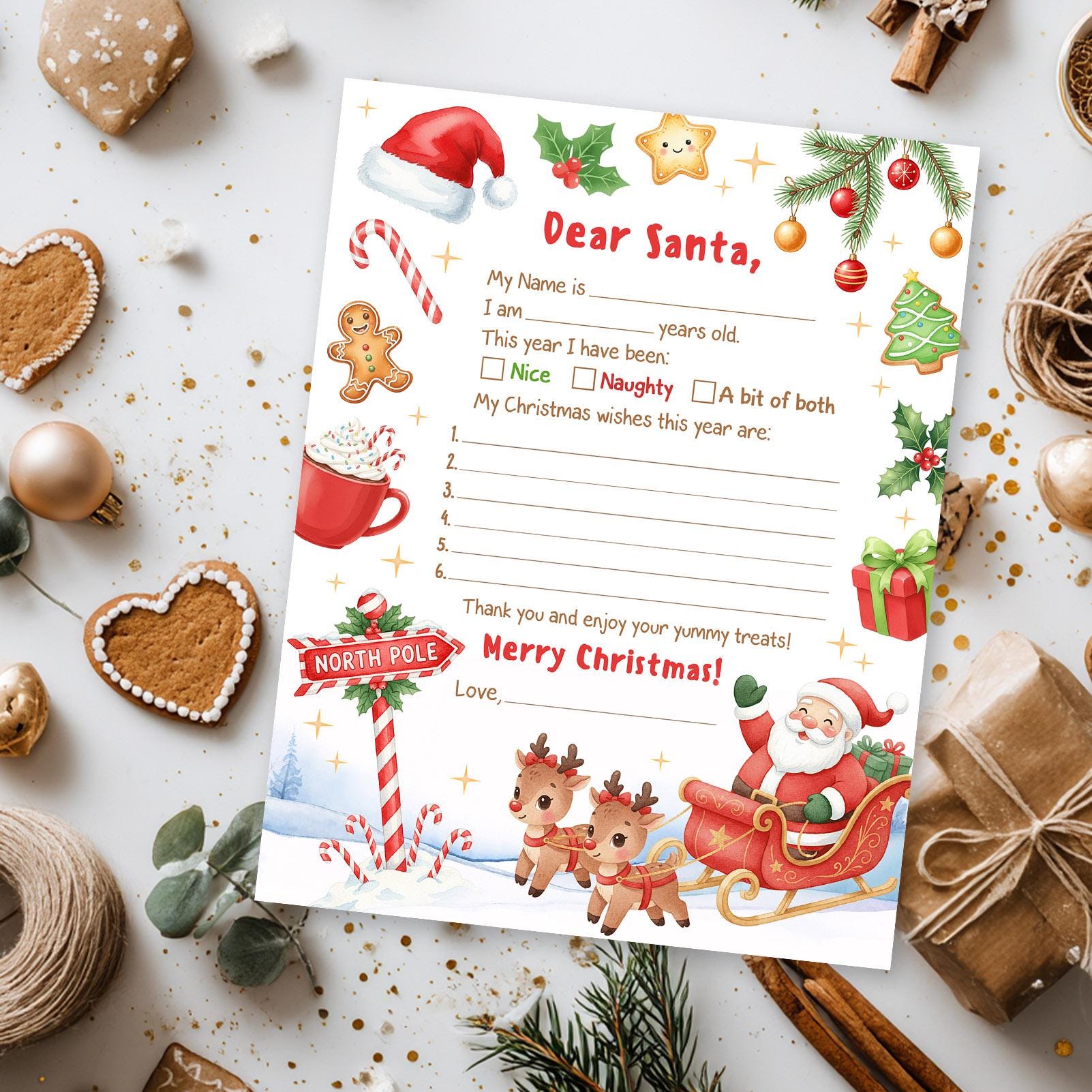 Printable Letter to Santa | Santa Wish List Letter | Kids Christmas ...